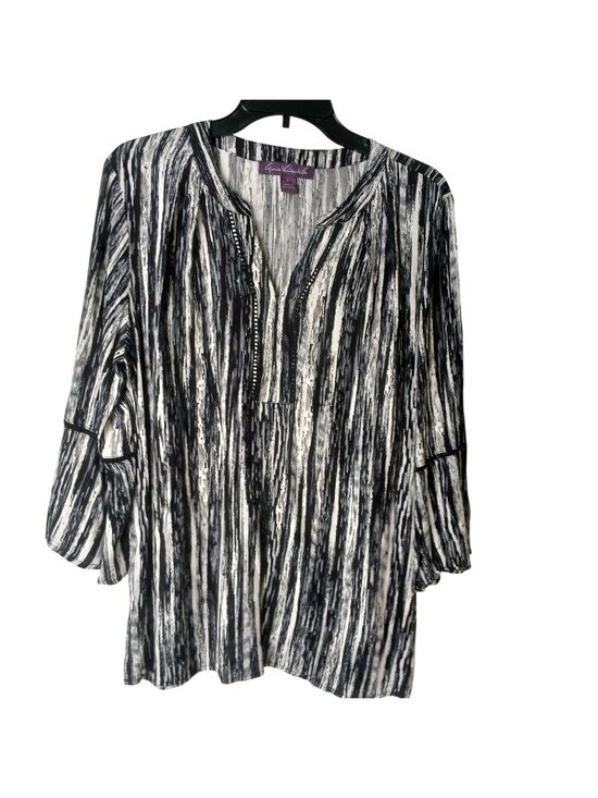 Gloria Vanderbilt Tops - Gloria Vanderbilt Women's Large Nova Flutter Sleeve Blouse Black White #D-37
